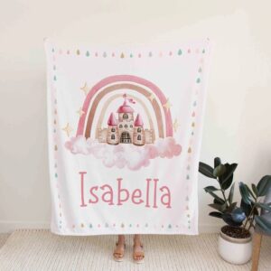 Personalized Castle Blanket For Princess - Custom Baby Quilt Bedding Set - Great Gifts for Family and Home Decoration