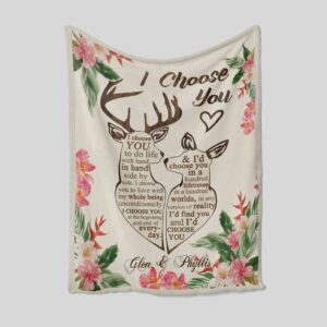 Personalized Couple Deer Anniversary Quilt Blanket - Perfect for Bedroom Decor