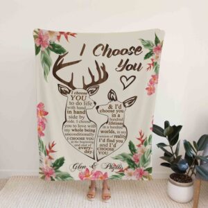 Personalized Couple Deer Anniversary Quilt Blanket - Perfect for Bedroom Decor