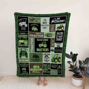 Personalized Custom Green Tractor Blanket - Suitable for Picnic