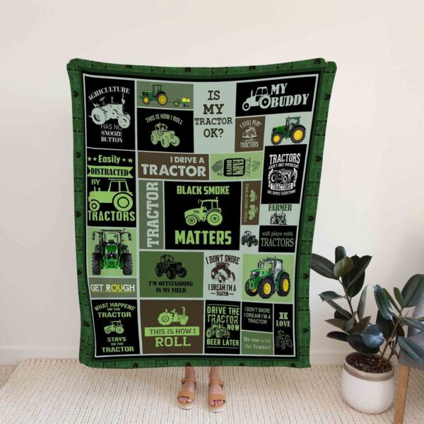Personalized Custom Green Tractor Blanket - Suitable for Picnic
