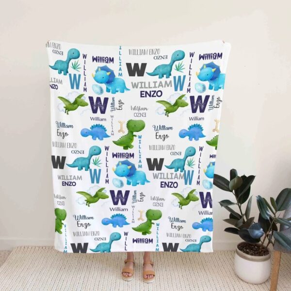 Personalized Dinosaur Blanket - Personalized Name Quilt Bedding Set - Great Gifts for Family and Home Decoration