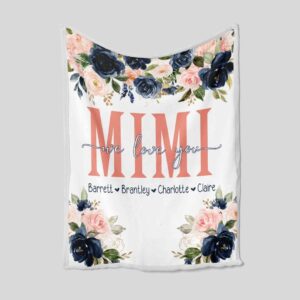 Personalized Floral Grandma Quilt Blanket Bedding Set - Great Gifts for Family