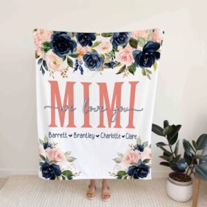 Personalized Floral Grandma Quilt Blanket Bedding Set - Great Gifts for Family