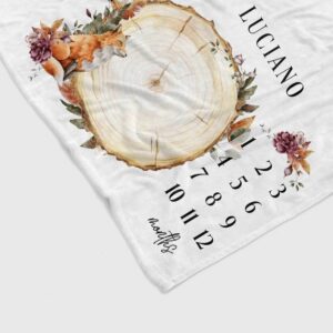 Personalized Fox and Woodland Baby Milestone Quilt Blanket - Home Decoration
