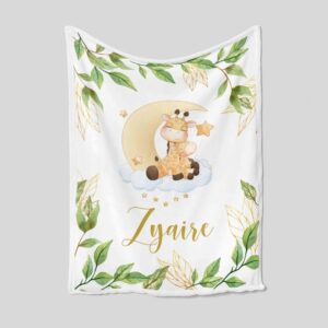 Personalized Giraffe and Moon Quilt Blanket - Cozy Family Blanket