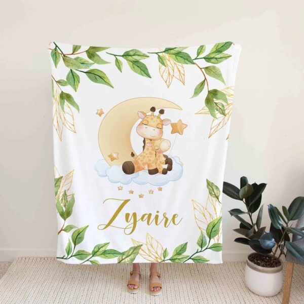 Personalized Giraffe and Moon Quilt Blanket - Cozy Family Blanket