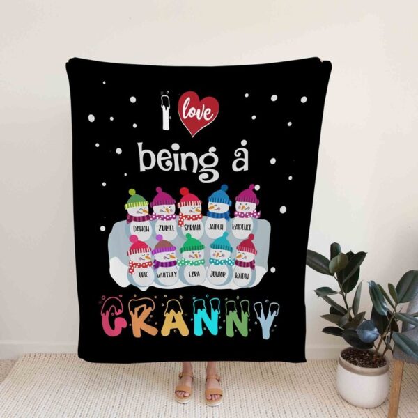 Personalized Grandparents Snowman Quilt Blanket - Great Gifts for Family
