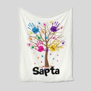 Personalized Hand Tree Grandparents Quilt Blanket - Home Decoration