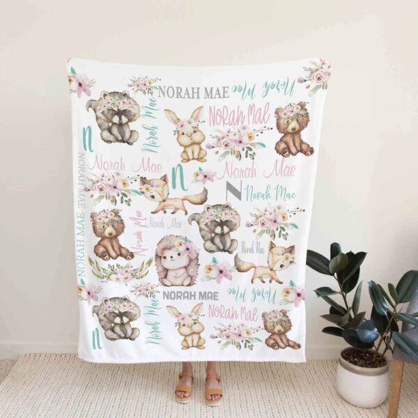 Personalized Jungle Baby Quilt Blanket - Cute Family Picnic Blanket