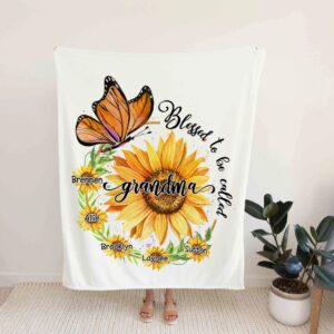 Personalized Sunflower Quilt Blanket - Great Nana Gift