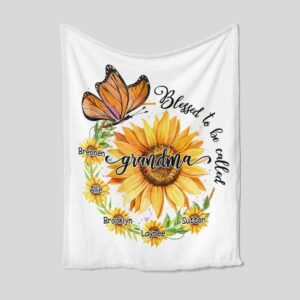Personalized Sunflower Quilt Blanket - Great Nana Gift