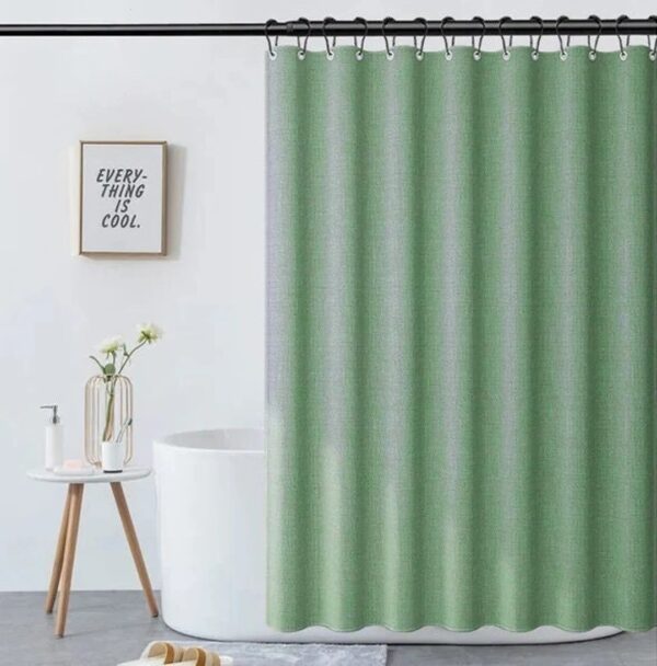Pine Tree Green Linen-Textured Polyester Thick Shower Curtain, Sage Green Extra Heavy Curtain Waterproof, Small Grommets Curtains.