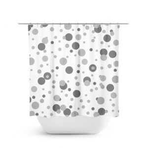 Polka Dot Curtain, Gray Shower Curtain, Geometric Bath Curtain, Gray Bathroom, Fabric Shower Curtain