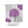 Purple And Gray Shower Curtain, Purple Bathtub Curtain, Floral Bathroom Decor, Purple Bathroom, Modern Home Decor