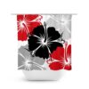 Red Black Gray Shower Curtain, Floral Shower Curtain, Shower Curtain Art Decor, Hibiscus Shower Curtain