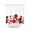 Red Black Gray Shower Curtain, Geometric Bath Curtain, Gray Bathroom, Fabric Shower Curtain, Polka Dot Curtain