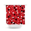Red Black Gray Shower Curtain, Polka Dot Bath Curtain, Fabric Shower Curtain, Geometric Bathroom Decor