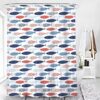 Red Blue Fish Shower Curtain, Japanese Style Ocean Sea Fishes Underwater, Bathroom Curtain, Home Bath Set Decor