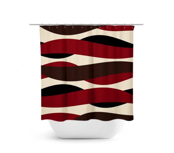 Red Brown Tan Shower Curtain, Abstract Shower Curtain, Red Brown Bathroom Decor, Abstract Wave Shower Curtain