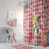Red Gingham Cow Shower Curtain for Bathroom