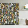 Retro Alphabet Shower Curtain, Colorful Character Fun Alphabets, Kids Children Bathroom Decor, Home Bath Accessories