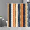 Retro Stripe Shower Curtain, Colorful Mid-Century Boho Vertical Blue Fabric Bathroom Curtain