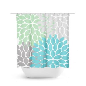 Sea Glass Shower Curtain, Green Blue Gray Bathroom Decor, Flower Shower Decor, Bath Curtain, Floral Bathroom, Guest Bathroom
