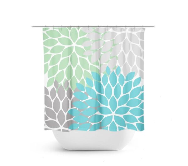 Sea Glass Shower Curtain, Green Blue Gray Bathroom Decor, Flower Shower Decor, Bath Curtain, Floral Bathroom, Guest Bathroom