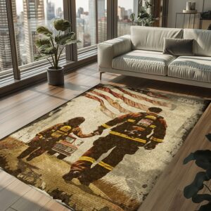 Shared Passion: Custom Firefighter Rugs for Father-Daughter Quality Time, Firefighter Rugs for Living Room Bedroom, Firefighter Rectangular Rugs Full Size FR118