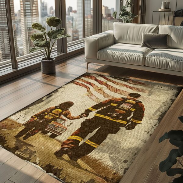 Shared Passion: Custom Firefighter Rugs for Father-Daughter Quality Time, Firefighter Rugs for Living Room Bedroom, Firefighter Rectangular Rugs Full Size FR118