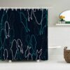 Shark In The Ocean Shower Curtain, Sea Fish Underwater Navy Blue, Home Bathroom Decor