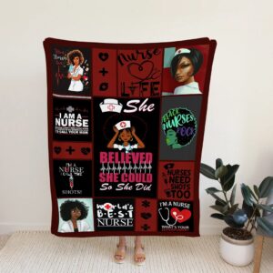 She Be Believed She Could So She Did Blanket - Personalized Nurse Quilt Bedding Set - Great Gifts for Family