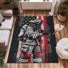 Show Your Support with an American Flag Firefighter Carpet, Firefighter Rugs for Living Room Bedroom, Firefighter Rectangular Rugs Full Size FR164
