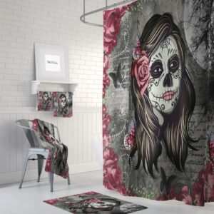 Sugar Skull Shower Curtain Larosa for Bathroom