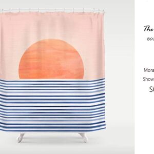 Sunset Shower Curtain, Blue Sea Waterproof Washable Curtains, Personalized Sizes Curtains For Bath Decor