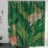 Tiger In The Forest Shower Curtain, Botanical Wildlife Animal Banana Palm Leaves Jungle, Home Bath Decor