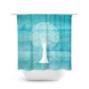 Tree Shower Curtain, Country Bathroom Decor, Teal Shower Curtain, Farmhouse Bathroom, Aqua And White Bath, Aqua Bath Curtain