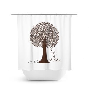 Tree Shower Curtain, Farmhouse Bathroom Decor, Brown And White Bath Curtain, Brown Bathroom, Brown Shower Decor, Guest Bathroom
