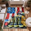 Tribute to Heroes: Personalized Firefighter's Gear and Memorabilia Area Rug, Firefighter Rugs for Living Room Bedroom, Firefighter Rectangular Rugs Full Size FR142