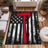 Unique Custom Firefighter Rectangular Rugs for Bedroom Comfort, Firefighter Rugs for Living Room Bedroom, Firefighter Rectangular Rugs Full Size FR126