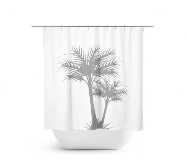 White And Gray Palm Tree Shower Curtain, Tropical Bathroom Decor, Beach House Bath Curtain, Coastal Bathroom, Guest Bathroom Decor