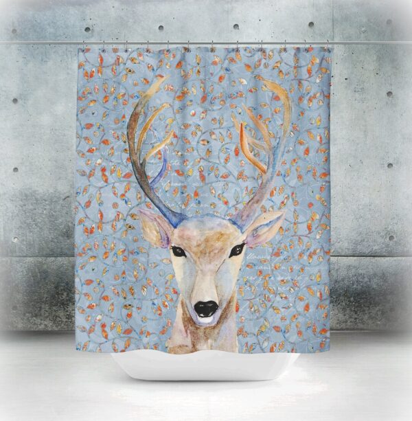 Woodland Whisper Deer Shower Curtain . Optional Bath Mat, Adorable Set