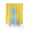 Yellow Turquoise Pineapple Shower Curtain, Modern Bathroom Decor, Shower Curtains